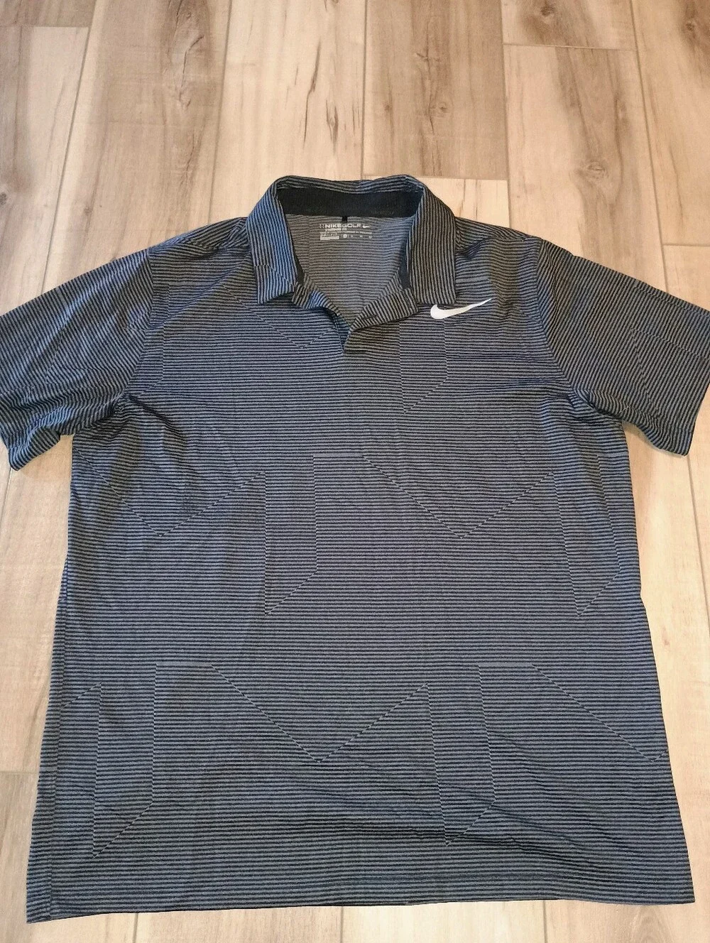 Nike Golf Polo Men XL Grey Striped Dri-FIT Standard Fit Short Sleeve Summer Prep